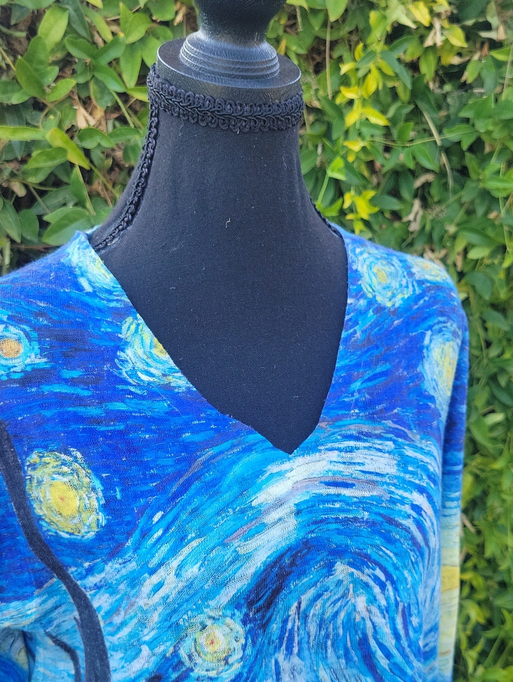 Starry Night Blue V-Neck Art Print Celestial Tunic M - Picture 4 of 16